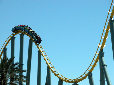 rollercoaster at theme park